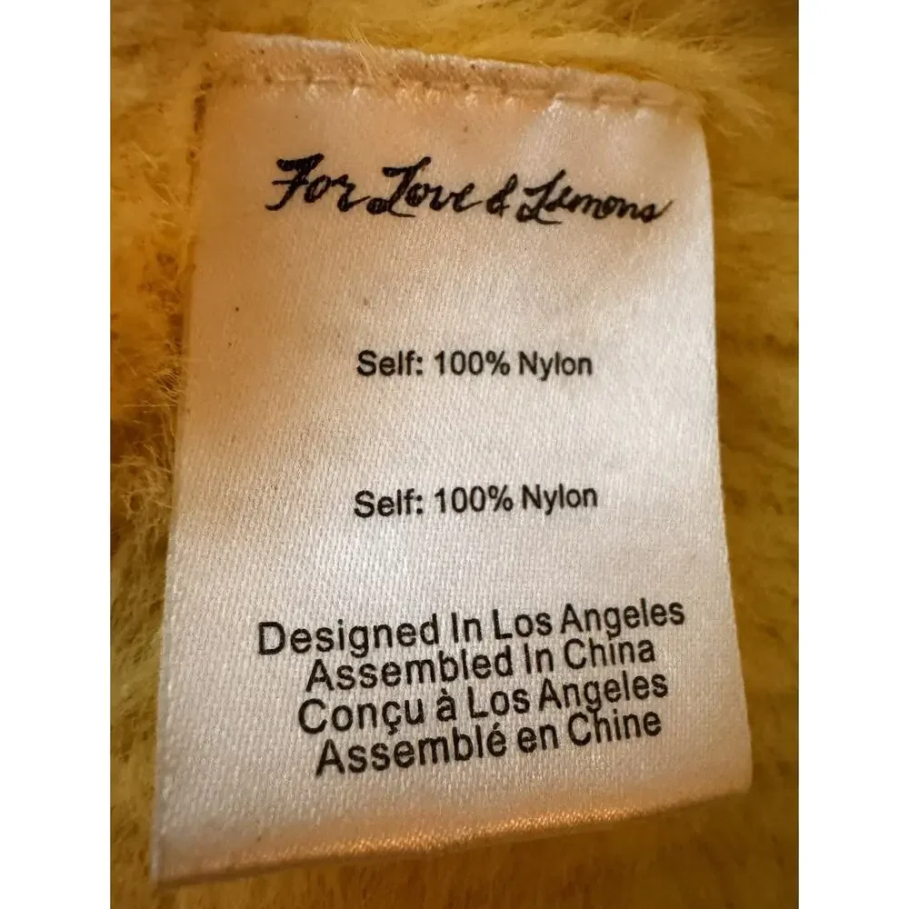 For Love & Lemons Knit Midi Dress Yellow Ribbed Bodycon Size XS